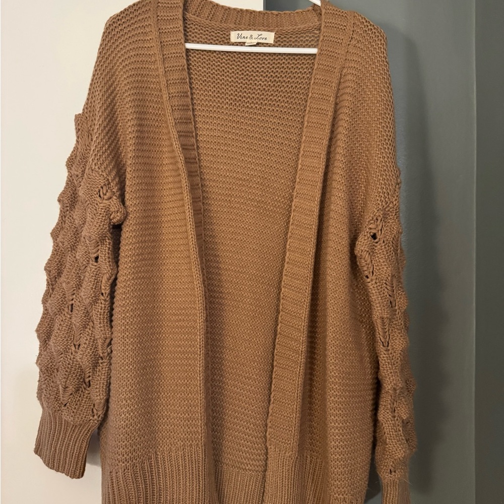 Vine & Love Textured Tan Cardigan